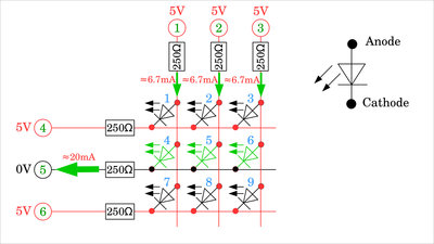 Matrix with resistors at rows and columns