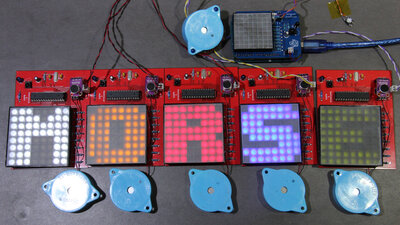 Boards with 8x8 LED matrix and Atmega328 Microcontroller