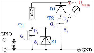 N-Kanal MOSFETs mit einem Vorverstärker schalten, Beispielschaltung