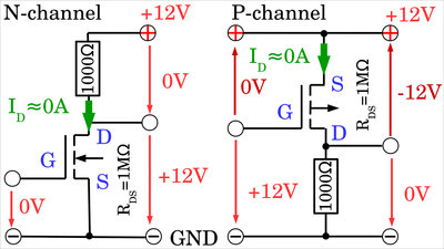 P-channel MOSFET switched OFF
