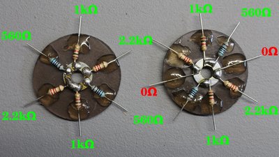 Resistor values of the rotary encoder