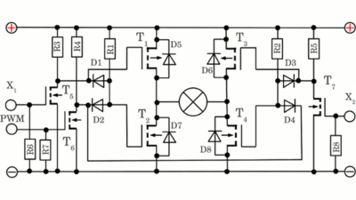 H bridge with flyback diodes