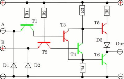 TTL NOR gate with amplifying stage