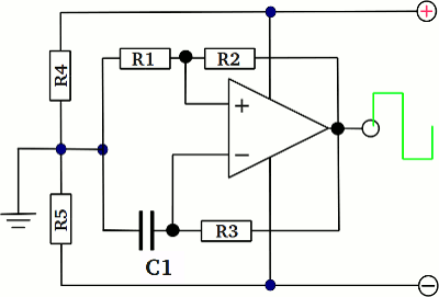 Astable multivibrator with op-amp