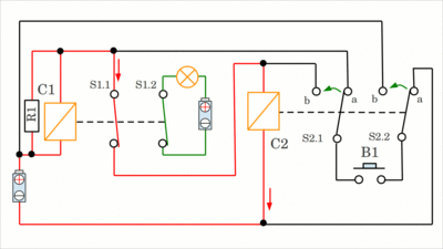 T flip-flop with relays, working principle